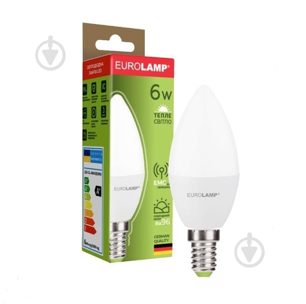 Лампа светодиодная Eurolamp Euro 6 Вт C37 матовая E14 220 В 3000 К LED-CL-06143(EURO) - фото 1