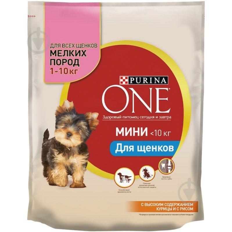 Корм для малых пород Purina One для щенков малых пород Mini Junior курица и рис 800г 800 г - фото 1