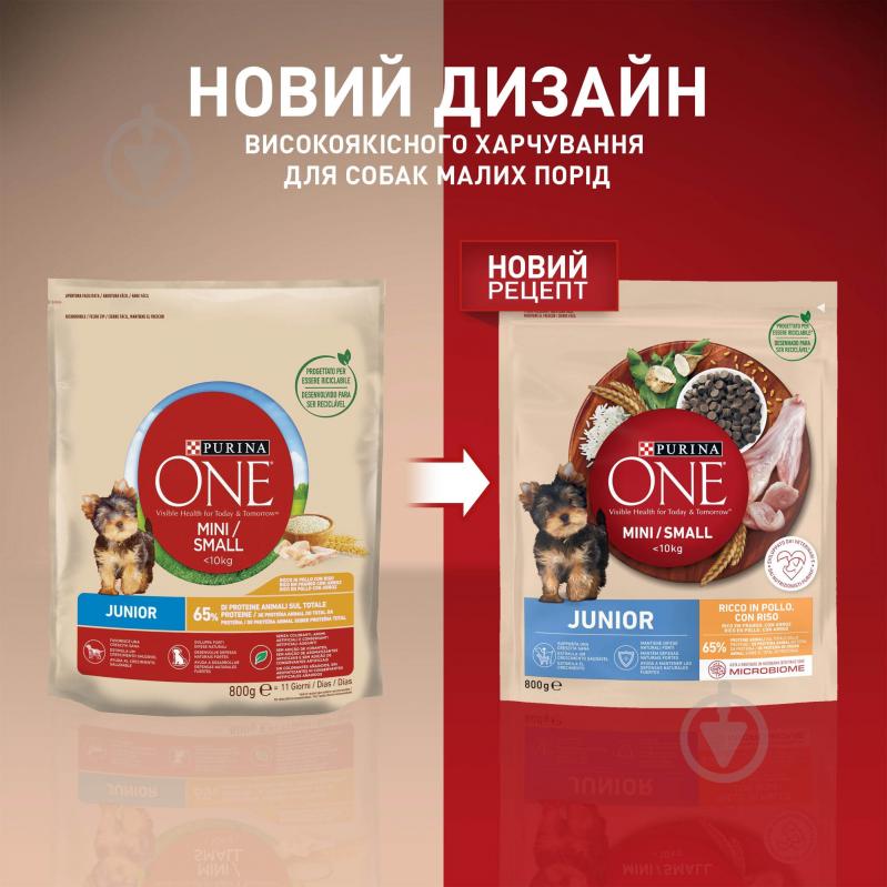 Корм сухой ONE by Purina Mini/Small Junior для щенков с курицей 800 г - фото 6