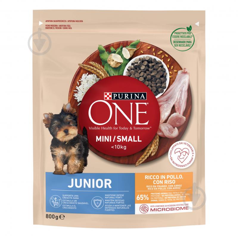 Корм сухой ONE by Purina Mini/Small Junior для щенков с курицей 800 г - фото 2