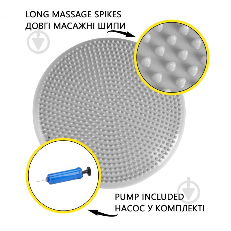 Балансир Cornix подушка-диск Cornix 33 см (сенсомоторная) массажная XR-0053 Grey - фото 5