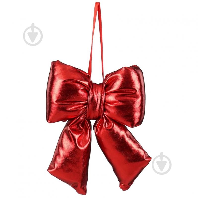 Декорація новорічна Edelman Бант червоний, поліестер, 15×11×3 см 1180295 - фото 1