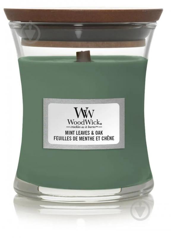 Свеча ароматическая Woodwick Mini Mint Leaves & Oak (Листья Мяты и Дуб) 85г - фото 1