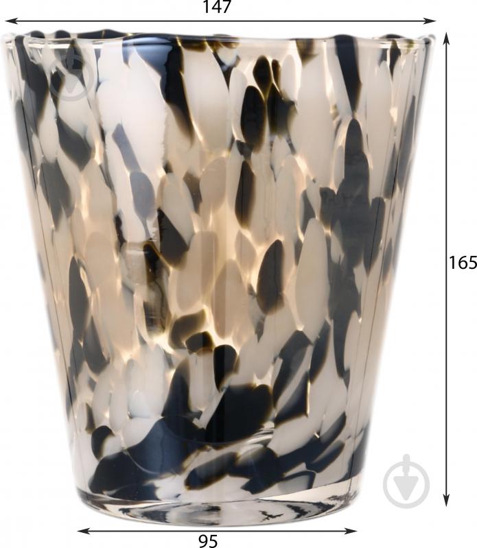 Ваза скляна Wrzesniak Glassworks Confetti 16 см чорно-біла 27-1061C - фото 2