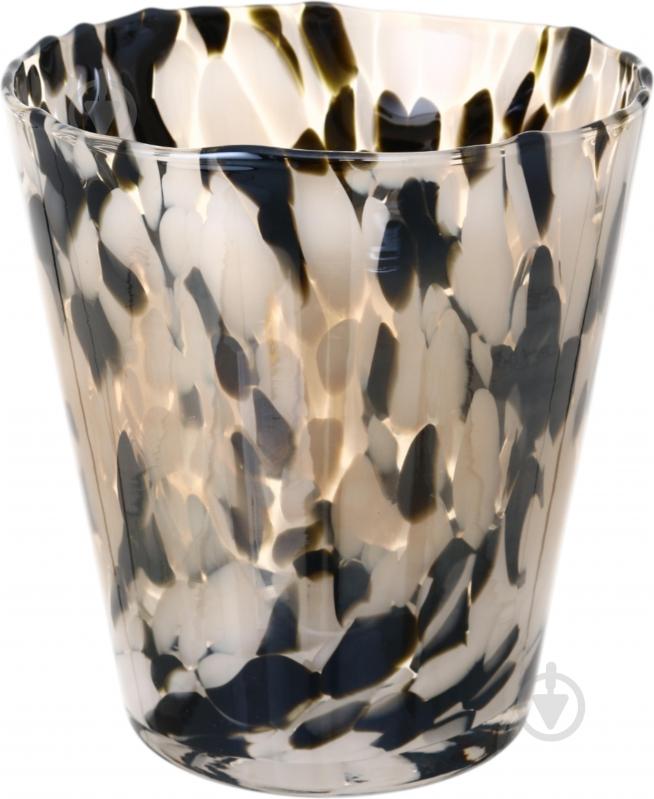 Ваза скляна Wrzesniak Glassworks Confetti 16 см чорно-біла 27-1061C - фото 1