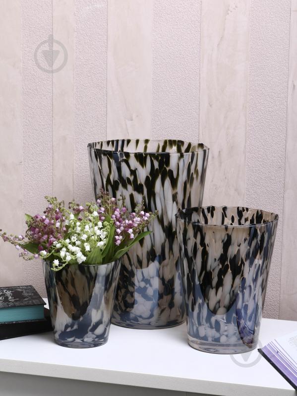 Ваза скляна Wrzesniak Glassworks Confetti 16 см чорно-біла 27-1061C - фото 6