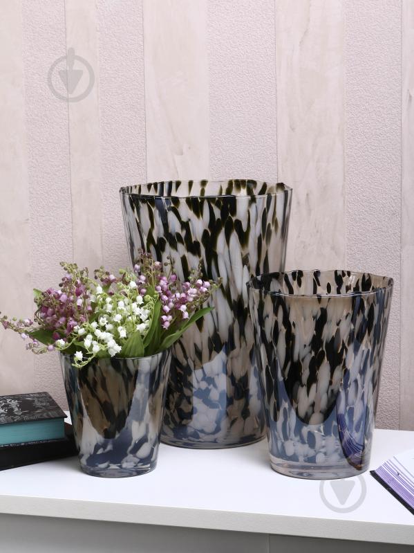 Ваза скляна Wrzesniak Glassworks Confetti 35 см чорно-біла 17-6999 - фото 5