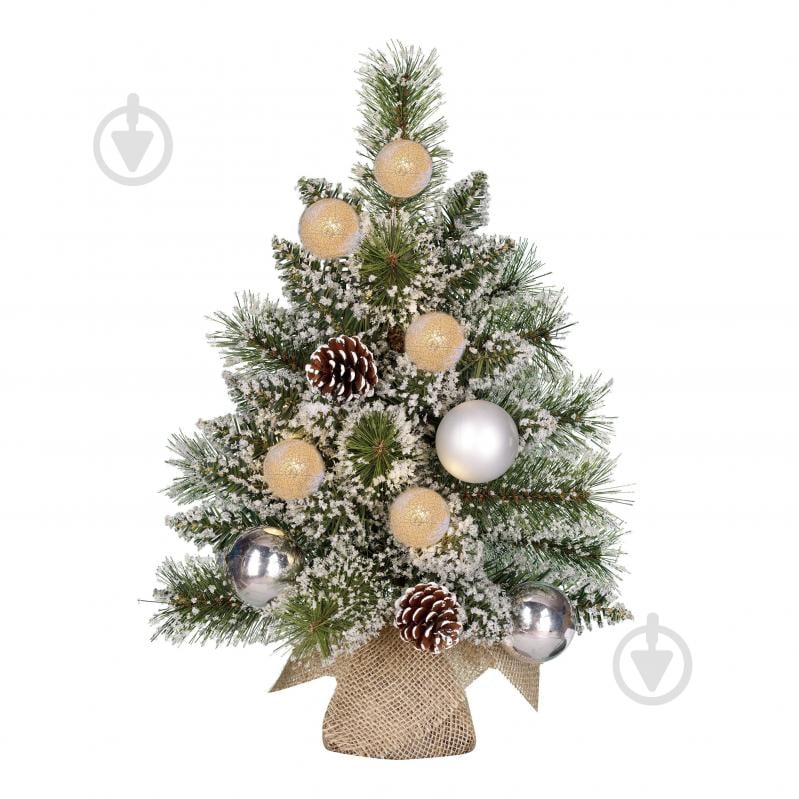Штучна ялинка «Kaprun» зелена з інеєм, срібна 45×33 см зелений - фото 1