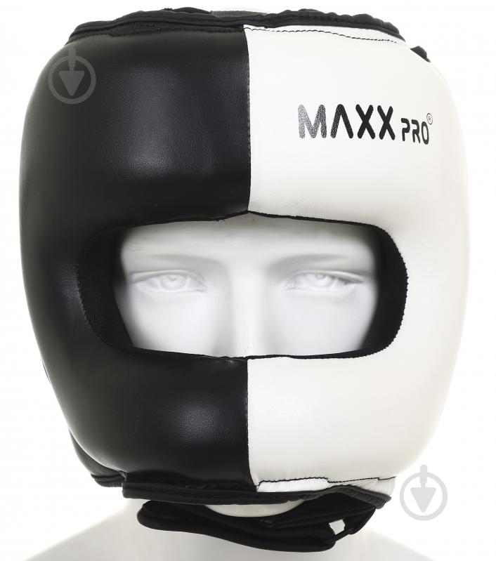 Шлем боксерский MaxxPro р. L AHG-700 Black/White vynil L черныйбелый - фото 2