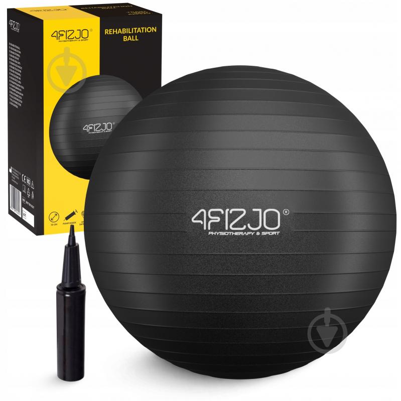 М'яч для фітнесу 4fizjo (фітбол) Anti-Burst Black (P-5907739316349) d65 см 4FJ0400 - фото 1