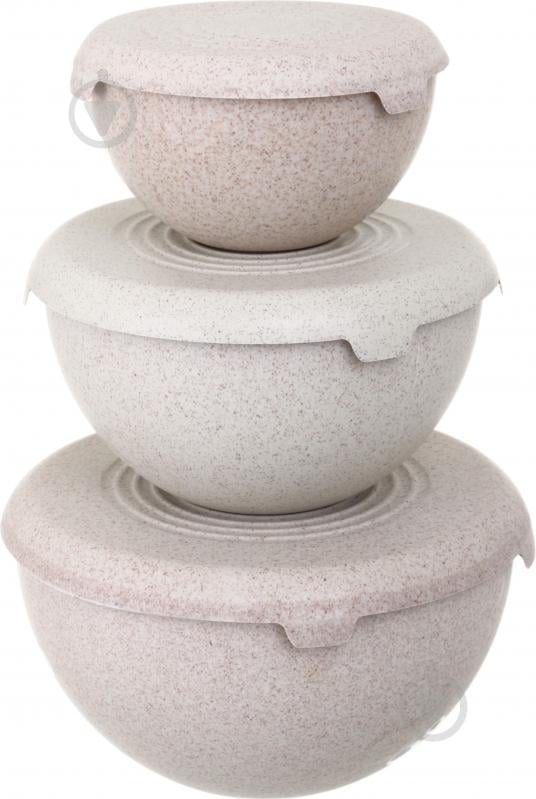 Набор салатников Practic BIO с крышкой 3 шт. (1,5 л+3 л+6 л) крем - фото 1 Набор салатников Practic BIO с крышкой 3 шт. (1,5 л+3 л+6 л) крем - фото 1