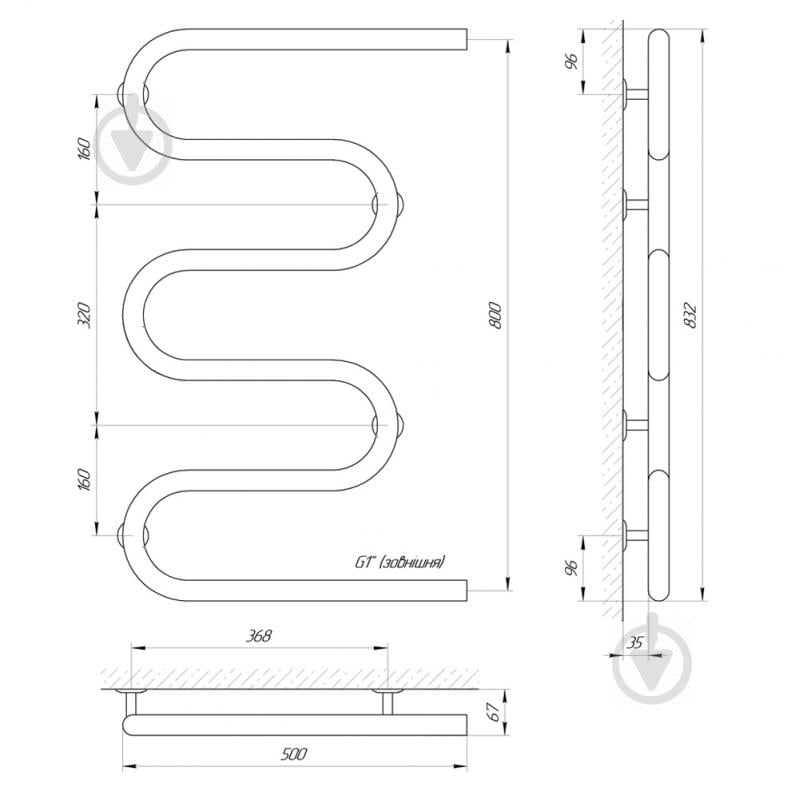 Полотенцесушитель Laris Змеевик 32 РС5 500х800 71207231 - фото 4