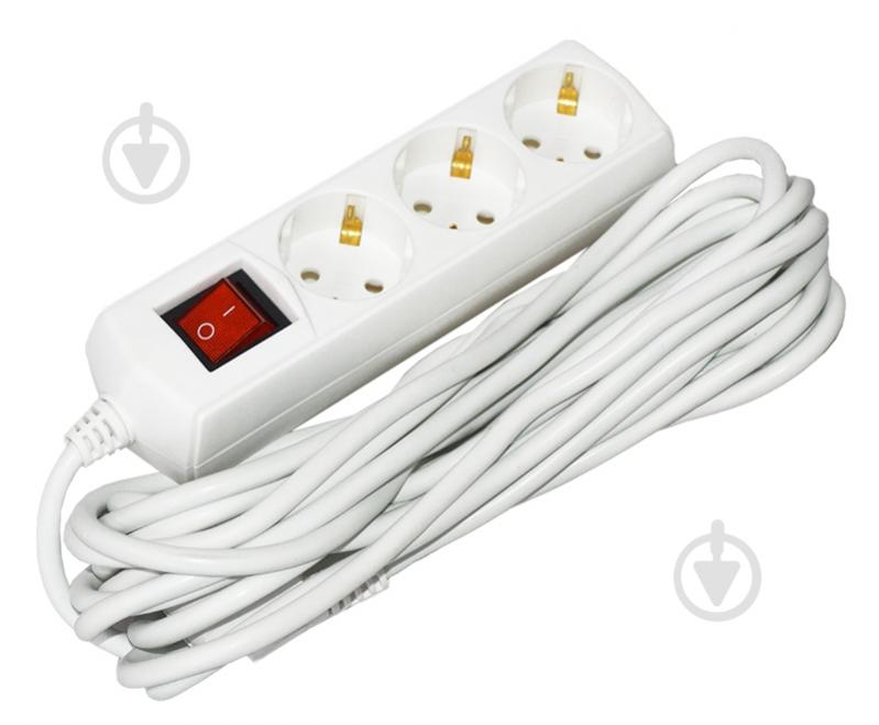 Подовжувач з вимикачем UEC із заземленням 3 гн. білий 7 м WYP10-10-03-07-GS-G-U - фото 1
