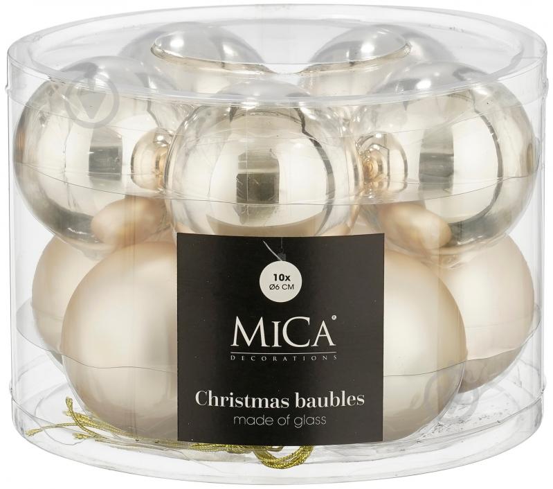 Декорация новогодняя Edelman Стеклянные шары, кремовые, 10 шт, стекло, диам. 6 см - фото 1 Декорация новогодняя Edelman Стеклянные шары, кремовые, 10 шт, стекло, диам. 6 см - фото 1