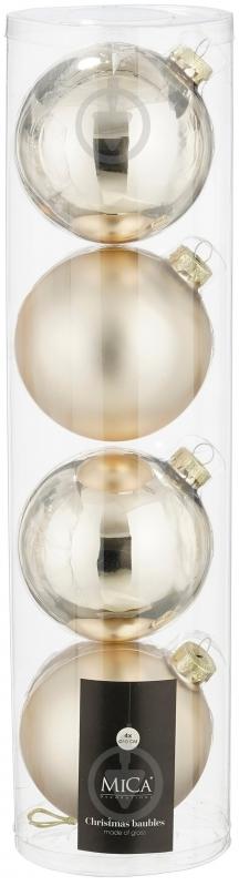 Декорация новогодняя Edelman Стеклянные шары, кремовые, 4 шт, стекло, диам. 10 см - фото 1 Декорация новогодняя Edelman Стеклянные шары, кремовые, 4 шт, стекло, диам. 10 см - фото 1