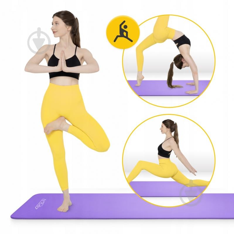 Коврик для йоги и фитнеса 4fizjo 180x60x1,5 см NBR Violet (P-5907739311542) фиолетовый - фото 6