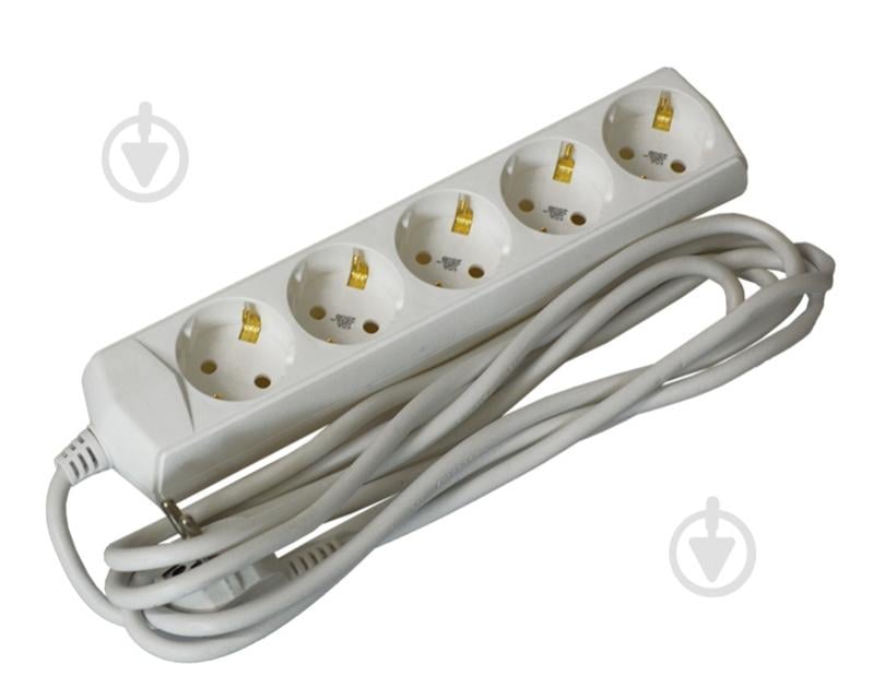 Подовжувач UEC із заземленням 5 гн. білий 3 м WYP10-10-05-03-G-G-U - фото 1