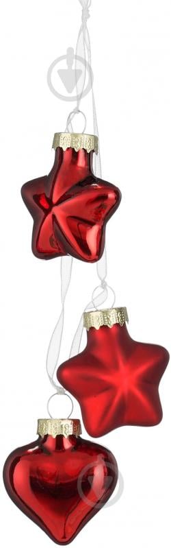 Декорация новогодняя Edelman Стеклянные украшения «Звезда, сердце», красные, 3 шт, стекло, 2×4 см - фото 1 Декорация новогодняя Edelman Стеклянные украшения «Звезда, сердце», красные, 3 шт, стекло, 2×4 см - фото 1