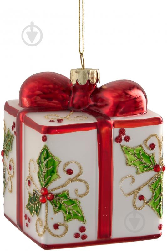 Декорация новогодняя Edelman Украшение «Подарок», белый, стекло, 8×8×9,5 см - фото 1