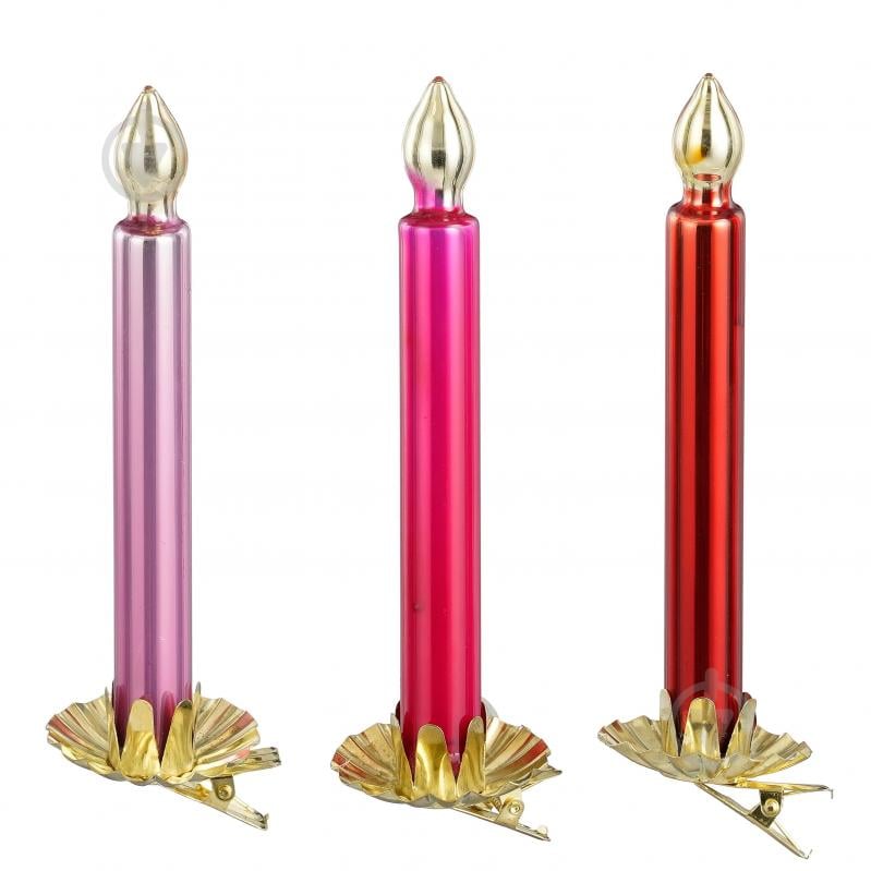 Декорация новогодняя Edelman Свеча на прищепке 13,5×1,5 см в ассортименте - фото 1