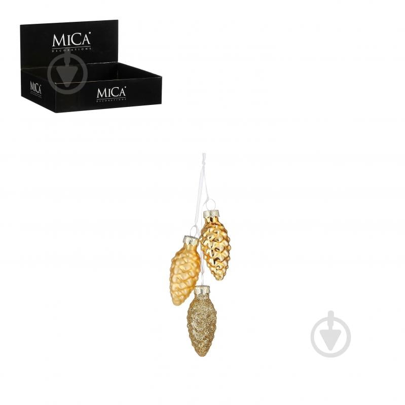 Декорация новогодняя Edelman Украшение «Шишка», золотая, дисплей, стекло, 6×15×3 см - фото 2