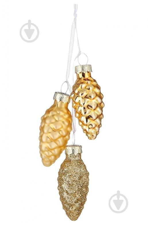 Декорация новогодняя Edelman Украшение «Шишка», золотая, дисплей, стекло, 6×15×3 см - фото 1