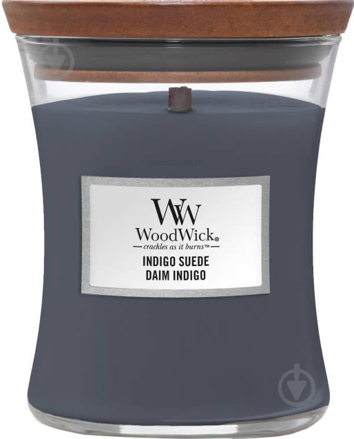 Свеча ароматическая Woodwick Medium Indigo Suede 275 г - фото 1