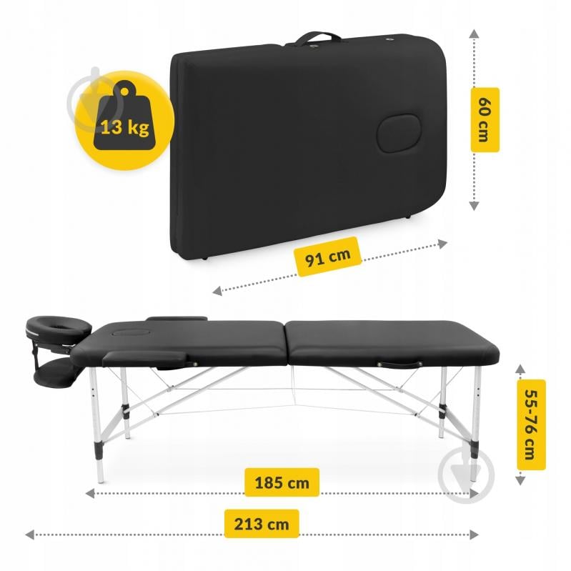 Масажний стіл 4fizjo складний Massage Table Alu W60 Black (P-5907739318374) - фото 5