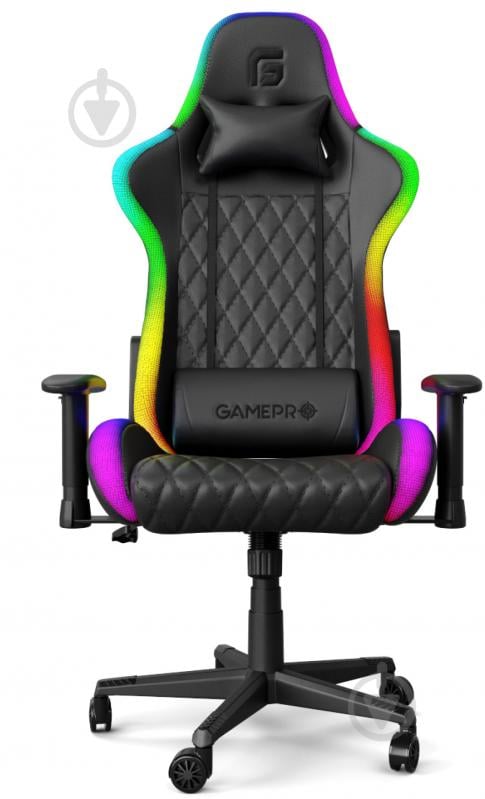 Крісло GamePro Hero RGB Black (GC-700/2-Black) чорний - фото 1