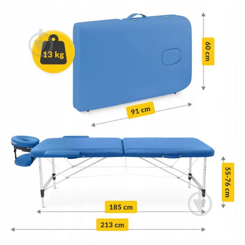 Масажний стіл 4fizjo складний Massage Table Alu W60 Blue (P-5907739318404) - фото 8