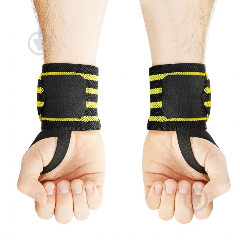 Лямки штангіста 4fizjo (кистьові бинти) Wrist Wraps 4FJ0135 OS чорно-жовтий - фото 2