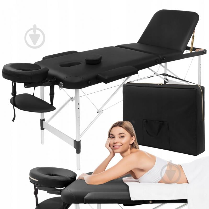 Масажний стіл 4fizjo складний Massage Table+ Alu W60 Black (P-5907739318381) - фото 1