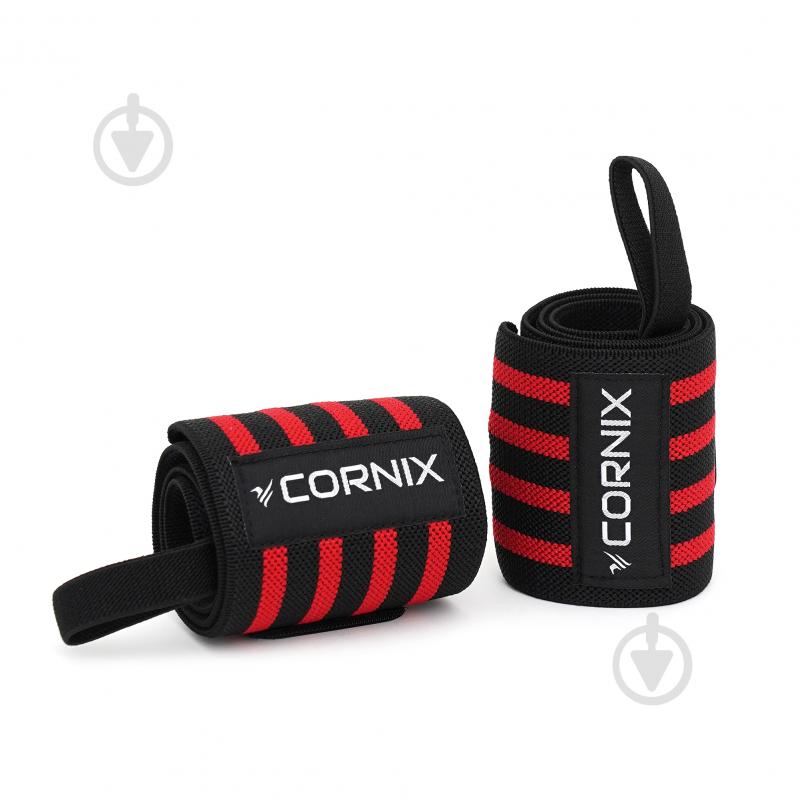 Лямки штангіста Cornix (кистьові бинти) Wrist Wraps XR-0195 Black/Red XR-0195 чорно-червоний - фото 3