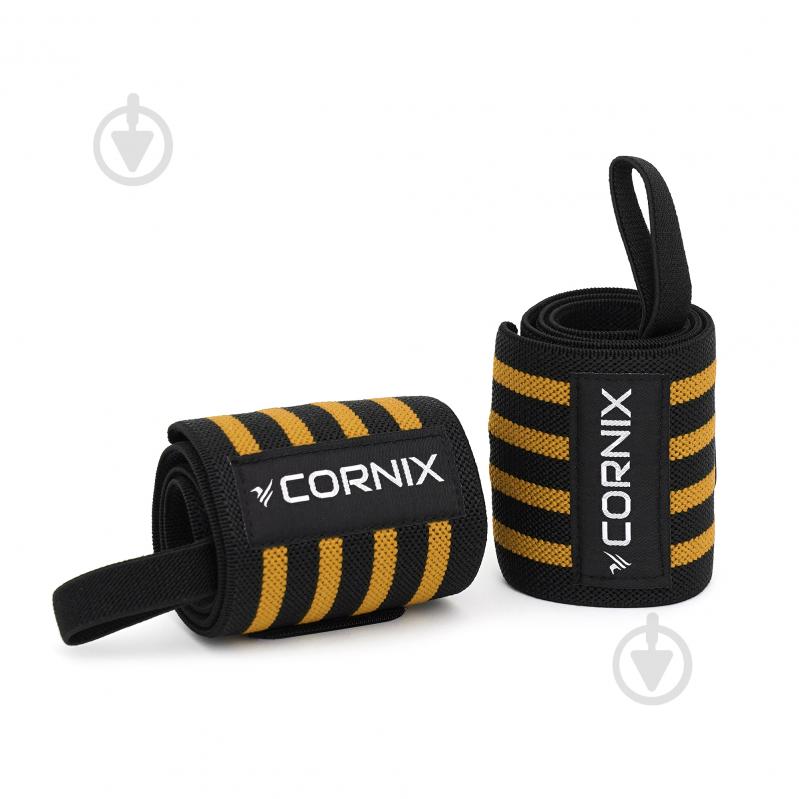 Лямки штангіста Cornix (кистьові бинти) Wrist Wraps XR-0196 Black/Orange XR-0196 чорно-жовтий - фото 2