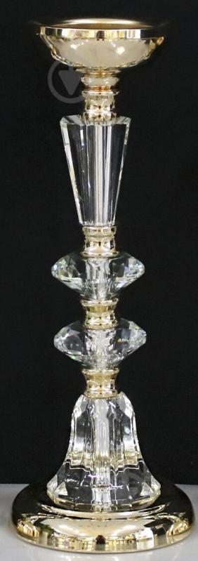 Свічник Cristallo метал скло золотий 12х12х32,5 см (24540B) - фото 1 Свічник Cristallo метал скло золотий 12х12х32,5 см (24540B) - фото 1