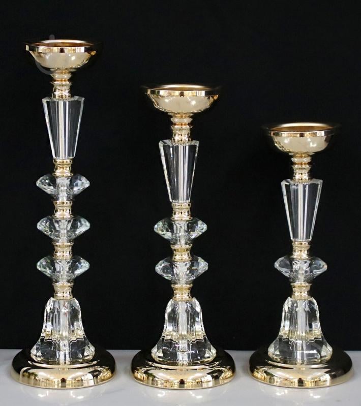 Подсвечник Cristallo металл стекло золотий 12х12х38 см (24540C) Inari - фото 2 Подсвечник Cristallo металл стекло золотий 12х12х38 см (24540C) Inari - фото 2