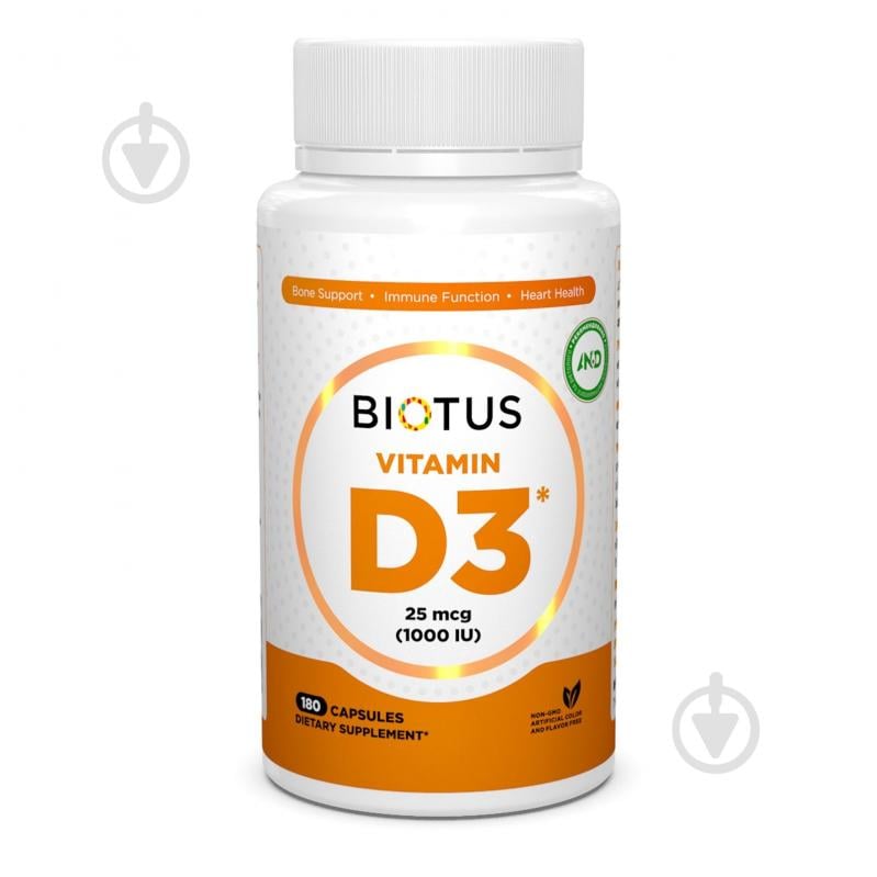 Витамины Biotus Витамин Д3, Vitamin D3, Biotus, 1000 МЕ, 180 капсул 180 шт./уп. 300 г - фото 1 Витамины Biotus Витамин Д3, Vitamin D3, Biotus, 1000 МЕ, 180 капсул 180 шт./уп. 300 г - фото 1