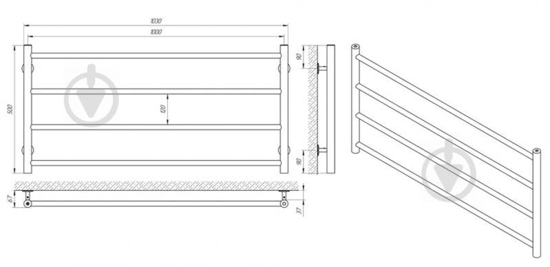 Полотенцесушитель водяной Laris Горизонт П4 1000х500 71207665 - фото 5