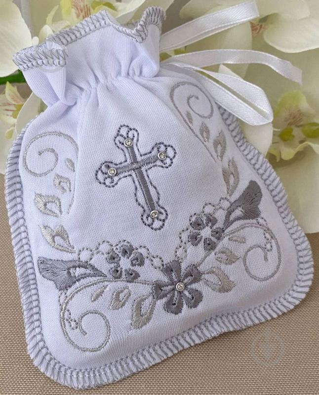 Мешочек для крещения Betis Копилка ангела 13x16 белый с серебристым 27682189 - фото 1