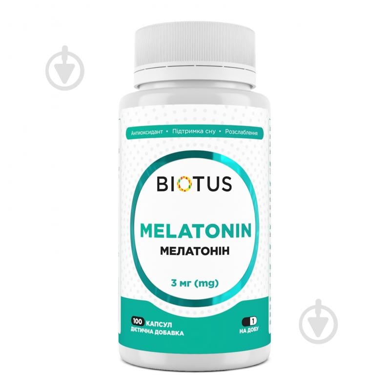 Витамины Biotus Мелатонин, Melatonin, Biotus, 3 мг, 100 капсул 100 шт./уп. 300 г - фото 1