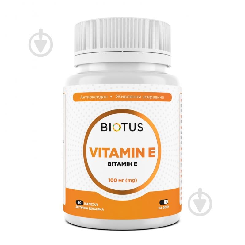 Витамины Biotus Витамин Е, Vitamin Е, Biotus, 100 МЕ, 60 капсул 60 шт./уп. 300 г - фото 1