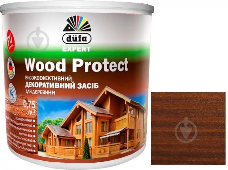 Декоративное средство Dufa EXPERT Wood Protect орех шелковистый глянец 0,75 л - фото 1