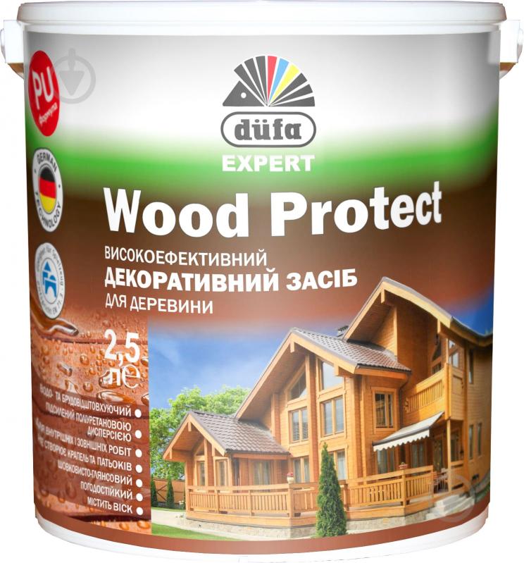Декоративний засіб Dufa EXPERT Wood Protect безбарвний шовковистий глянець 2,5 л - фото 2
