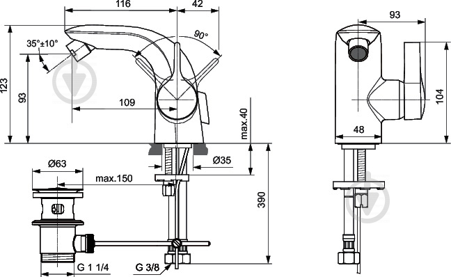 Смеситель для биде Ideal Standard Melange A6119AA - фото 5