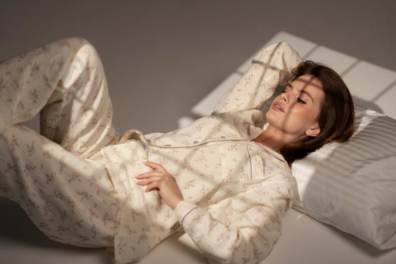 Піжама жіноча German Volf принт фіолетові квіти р. M молочний (25133) - фото 4 Піжама жіноча German Volf принт фіолетові квіти р. M молочний (25133) - фото 4