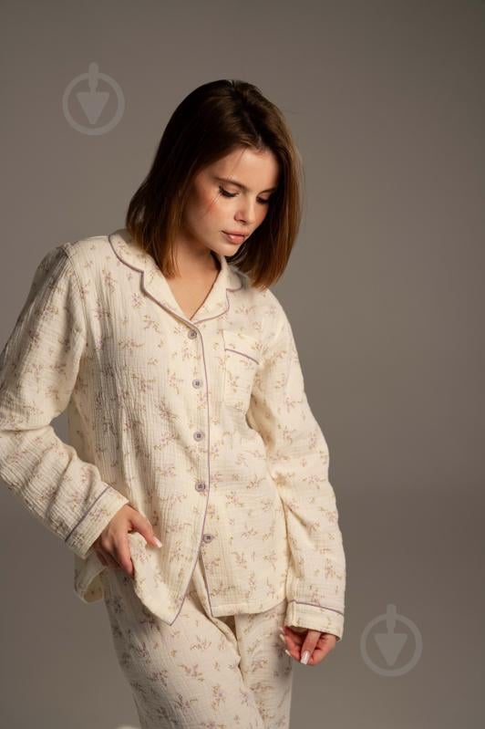 Піжама жіноча German Volf принт фіолетові квіти р. XL молочний (25133) - фото 4 Піжама жіноча German Volf принт фіолетові квіти р. XL молочний (25133) - фото 4