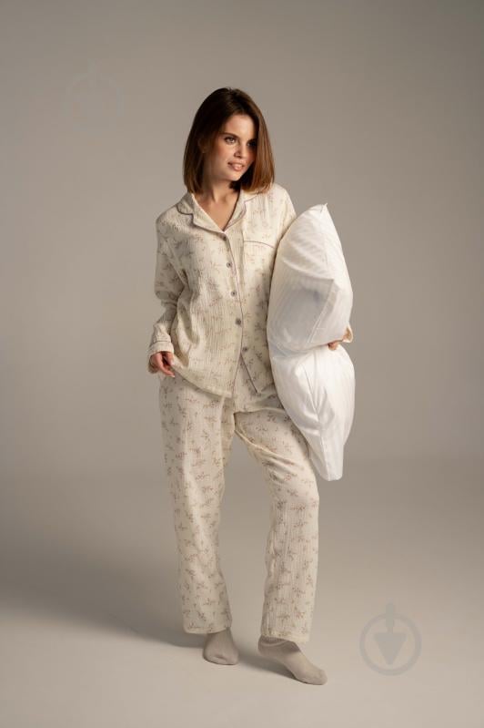 Піжама жіноча German Volf принт фіолетові квіти р. XL молочний (25133) - фото 2 Піжама жіноча German Volf принт фіолетові квіти р. XL молочний (25133) - фото 2