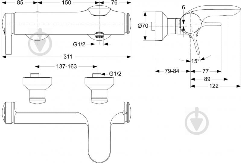 Смеситель для ванны Ideal Standard Melange A4271AA - фото 3