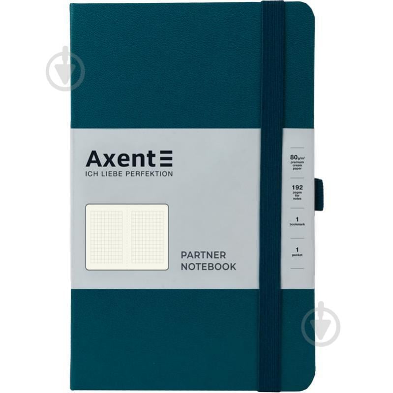 Книга для нотаток Axent Partner 125x195 96 арк. клітинка малахіт 8201-31-A - фото 1