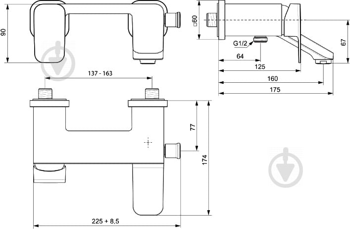 Змішувач для ванни Ideal Standard Tonic II A6338AA - фото 3